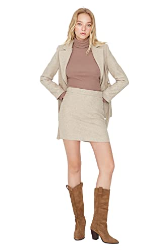 TRENDYOL Damska mini spódnica z linii A, Beige, 42