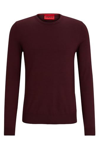HUGO Sweter męski z dzianiny, Dark Red604, M