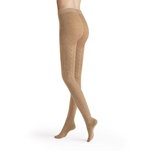 Hudson Damskie rajstopy 015777 Winter Plait, dziergane pończochy, 36/38, beżowe, ciepłe i miękkie, wzór warkocza, komfortowy ściągacz, płaskie, ręcznie wykończone szwy na palcach, Zmieszany, 36-38