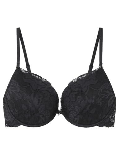 Women'secret Beautiful Klasyczny biustonosz Wypełniony Koronka Czarny, czarny, 90C