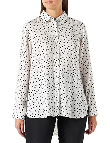 United Colors of Benetton Damska koszula 5uefdq02r biała, wzór czarne plamy 68a, duża