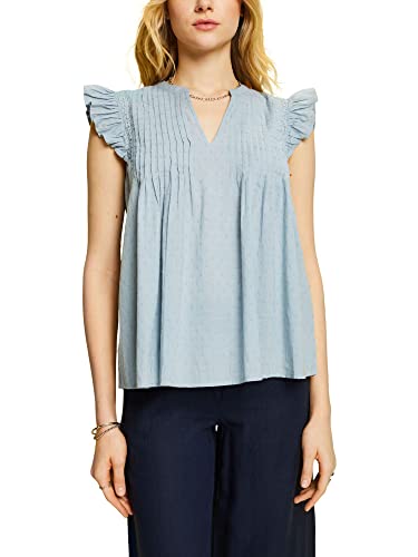 ESPRIT Bluzka bez rękawów ze Swiss Dot, 100% bawełna, Light Blue Lavender, L