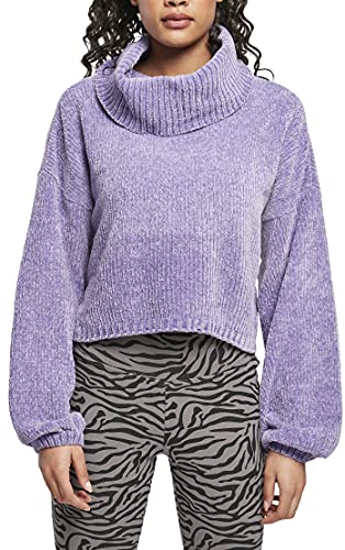 Urban Classics Damska bluza z krótkim rękawem Chenille, lawendowy, M