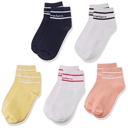 Champion Skarpety dla małych dziewcząt i dziewcząt (opakowanie 5 sztuk), Salmone/Bianco/Giallo Chiaro/Bianco/Blu Marino, 35-38