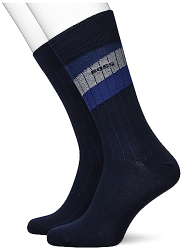 BOSS Męskie 2P RS Rib Diag CC Regular Socks, Dark Blue, 43-46, ciemnoniebieski, 46 EU
