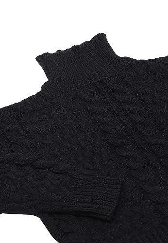 faina Damski sweter z wysokim dekoltem, modny sweter z dzianiny, czarny, rozmiar XS/S, czarny, XS