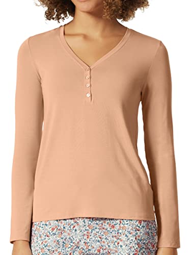 Schiesser Damska koszula Langarmshirt Knopfleiste piżama top, pomarańczowy, 64