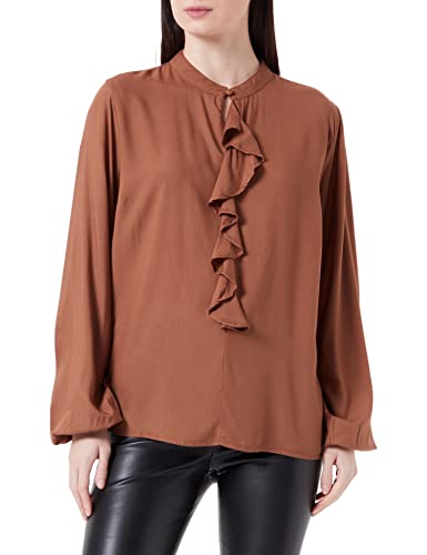 Cream Damska koszula z długim rękawem Ruffled, Partridge, 34