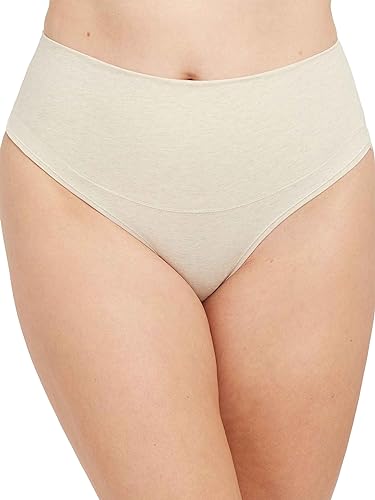 Spanx Cotton Control Stringi damskie, Wrzos Oatmeal, M