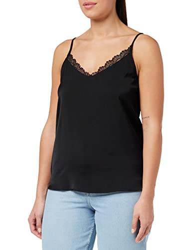 ONLY Women's ONLANNA SL Mix LACE Singlet WVN Top, czarny, XS