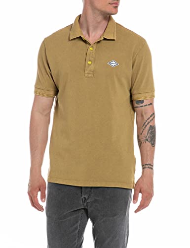 Replay Męska koszulka polo, khaki 925, XXL