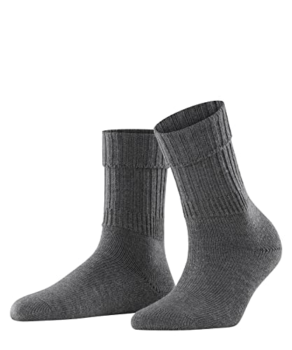 FALKE Kobiety Skarpety Striggings Rib W SO Wełna Merynosa jednokolorowe 1 Para, Szary (Dark Grey 3070), 35-38