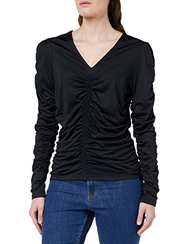 ONLY Damska koszulka Onlsofie L/S z dekoltem w serek Ruching Top JRS, czarny, XS