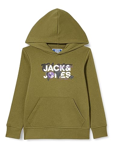 JACK&JONES JUNIOR Chłopięca bluza z kapturem Jcodust Sweat Hood Sn Jnr, Olive Branch, 128