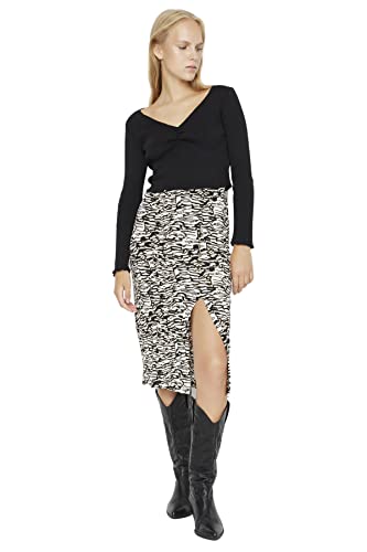 Trendyol Damska spódnica midi bodycon z dzianiny, Ciemny brąz, S