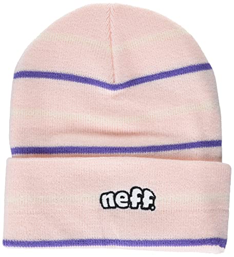 NEFF Męska czapka typu beanie z mankietami, Jasnoróżowy/paski, rozmiar uniwersalny