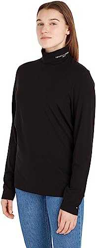 Tommy Hilfiger Koszulka męska Tommy Logo Roll Neck Ls Tee L/S, Czarny, XXL