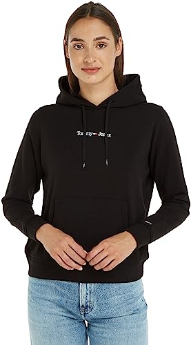 Tommy Jeans Damska bluza z kapturem Tjw Reg Serif Linear, Czarny, XS