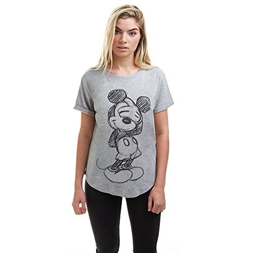 Disney Damska koszulka z motywem Mickey Shy, szary (Grey Heather), 36