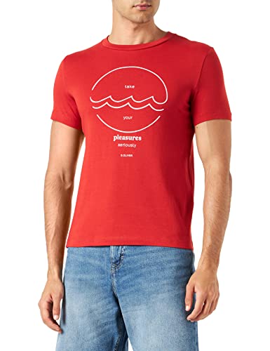 s.Oliver Męski T-shirt z krótkim rękawem, czerwony, S
