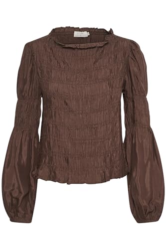 Damska bluza z długim rękawem Cream Smock, Chicory Coffee, 38