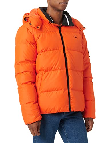Calvin Klein Męska kurtka puchowa Essentials Coral Orange, L, Koralowy Pomarańczowy