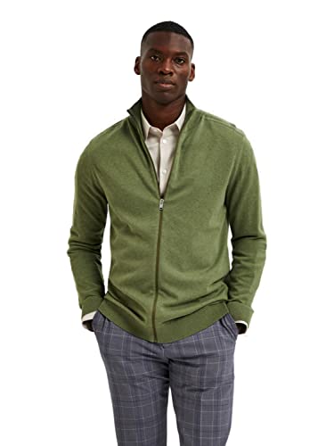 SELETED HOMME Męska SLHBERG Full Zip Kardigan B NOOS kurtka dzianinowa, zielony Vineyard Green/Szczegóły: melanż, M, Vineyard Green/Szczegóły: melanż, M