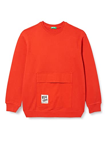United Colors of Benetton Chłopięca bluza z długim rękawem i okrągłym dekoltem, Ciemnoczerwony 29 l, 130