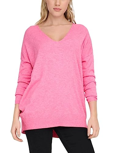 ONLY Damski sweter z dzianiny Onlely L/S luźny dekolt w serek Pull KNT Noos, Carmine Rose/Szczegóły: melanż, XS