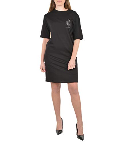 Armani Exchange Damska koszulka z logo Studded Icon Dress Casual Dress, czarny, L