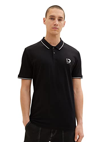 TOM TAILOR Denim Męska koszulka polo, 1036408, 2999 - czarna, XL, 2999 - Black, XL
