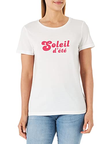 ICHI T-shirt damski, 202487/Cloud Dancer W. Carmine, S