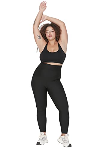 Trendyol Damskie legginsy sportowe z wysokim stanem Skinny Fit Plus Size, Czarny, 4X-L
