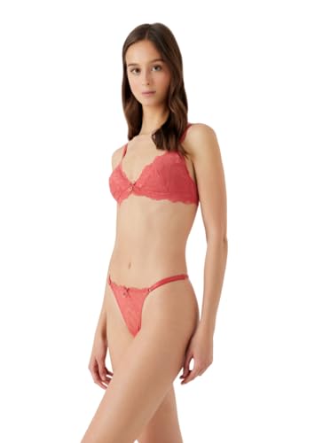 Emporio Armani Damski trójkątny biustonosz z koronką, Cynamon, XS