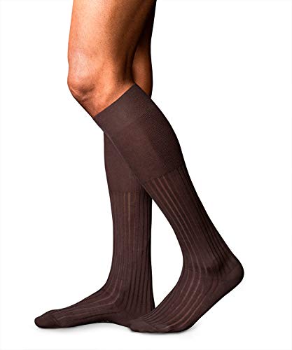 FALKE Mężczyźni Podkolanówki No. 13 M KH Najlepsza Bawełna długie jednokolorowe 1 Para, Brązowy (Brown 5930), 45-46