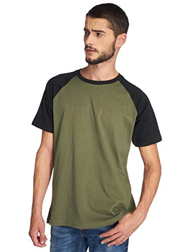 Urban Classics T-shirt męski Raglan Contrast Tee, olive/black, 4XL