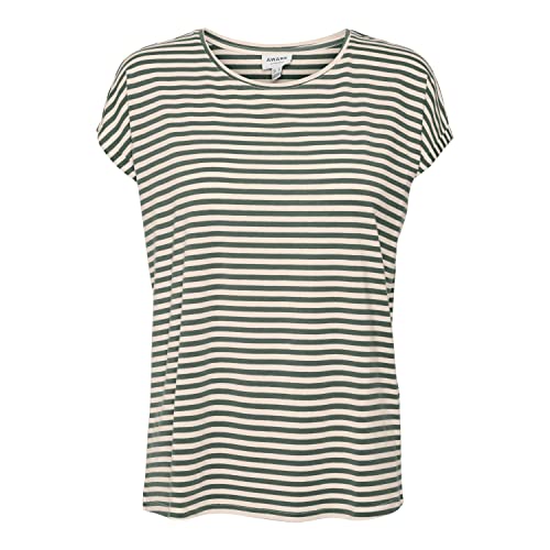 VERO MODA VMAVA Plain SS Top Stripe GA JRS NOOS, Laurel Wreath/Stripes:pristine, XXL