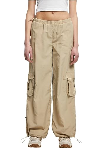 Urban Classics Damskie spodnie damskie Wide Crinkle Nylon Cargo Pants Concrete XS, Concrete, XS