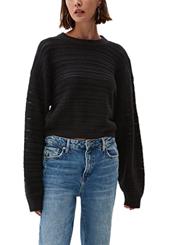 Q/S designed by Damski sweter z dzianiny z długim rękawem, szary/czarny, M