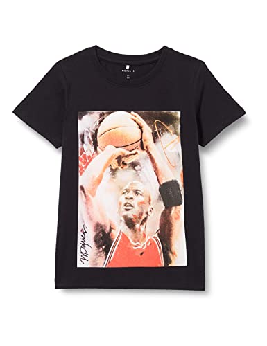 NAME IT Chłopięca Nkmambros Sidmauer Ss Top Box Sky T-Shirt, czarny, 134-140