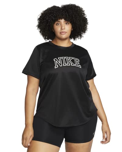 Nike Damska tunika W Nk Df Swoosh Run Ss Top Plus do karmienia, czarna/biała/biała, 52, czarny/biały/biały., 4XL