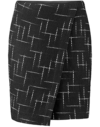 Taifun Damska krótka spódnica o wyglądzie owijanej spódniczki, krótka spódnica ze wzorem, w kratkę, krótka, Czarny wzór, 42