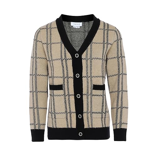 Caneva Damska kurtka z dzianiny z wyciętymi ramionami i dekoltem w serek, czarna, wełniana, biała, w kratkę, rozmiar XL/XXL, Czarna wełna biała w kratkę, XL