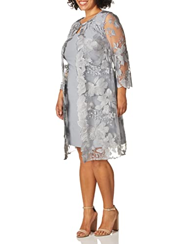 Alex Evenings Damska sukienka midi z okrągłym dekoltem w łódkę, z kurtką (mała i regularna) na specjalne okazje, Dove, 48 PL