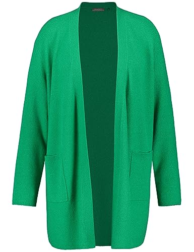 Samoon Damski przytulny kardigan z długim rękawem, przecięte ramiona kurtka dzianinowa kardigan jednokolorowy, Montana Green, 54