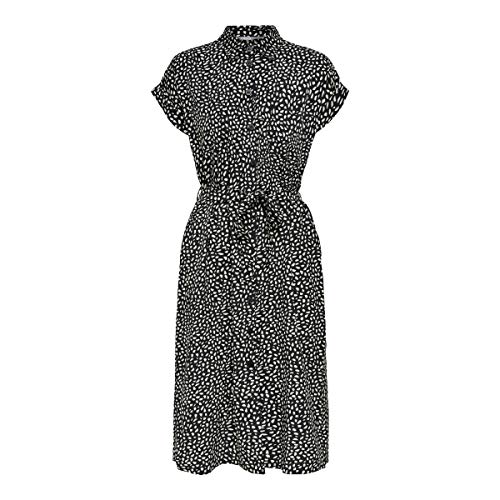 ONLY Damska sukienka koszulowa Onlhannover S/S Noos WVN, Czarny/Aop: W. Grafika Cloud Dancer, 32