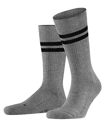 FALKE Dynamic skarpety mieszane dla dorosłych bawełna biały niebieski szary wzmocnione grube prążkowane paski retro 1 para, Szary (Jasnoszary 3400)