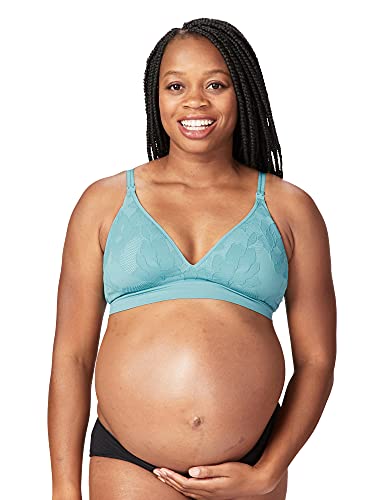 Cake Maternity Piegi biustonosz do karmienia piersią z recyklingu, bez fiszbin, do karmienia piersią, bezprzewodowy biustonosz ciążowy (do miseczek F-H), turkusowy, XL, Niebieskozielony, XL