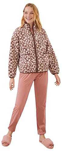 Women'secret Damska Kurtka Polar Animal Print, Średni Brąz, M