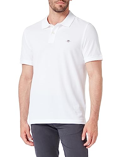 GANT Męska koszulka polo REG Shield SS Pique, biała, standardowa, biały, M